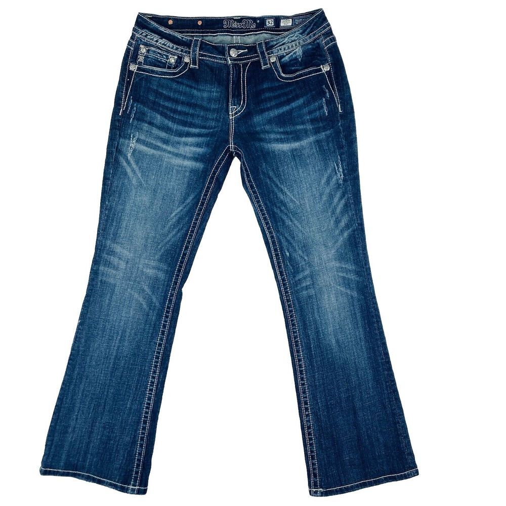 Miss Me Bootcut Jeans Women's Mid Rise Medium Wash Blue Size 32